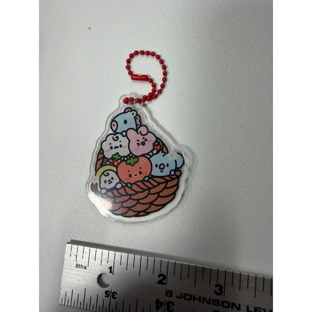 BT21 Line Friends Fruit Basket Acrylic Keychain Mang RJ Cooky Koya Chimmy Red